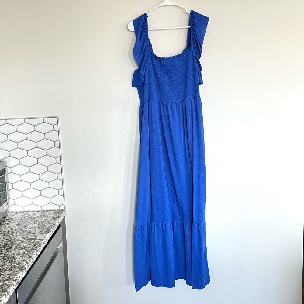 Blue Ruched Maxi Dress - Picture 6 of 6
